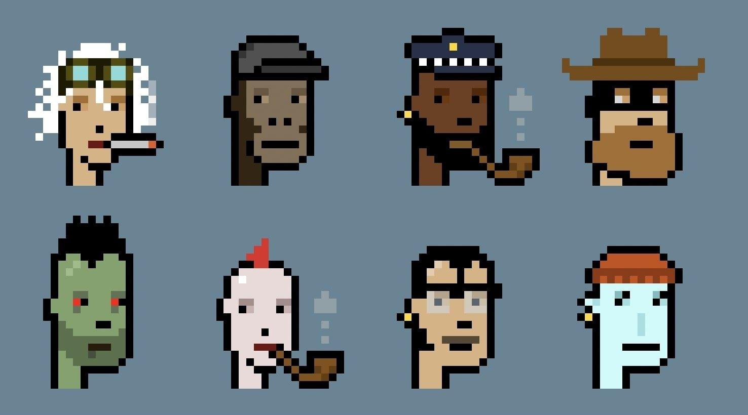 CryptoPunks avatars in different accessories